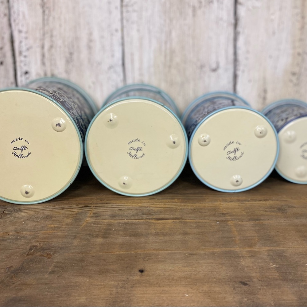 Vintage Blue and White Delft Metal Canisters - Picture 6 of 6